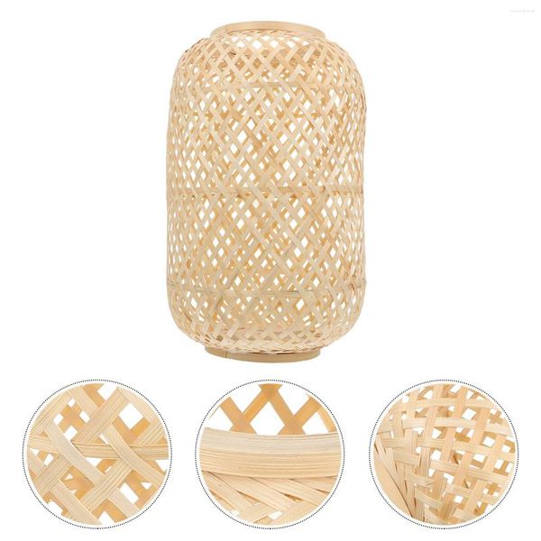 Lâmpadas pingente lanterna sombra natural decoração de casa durável capa de luz decorar teto bambu tecelagem simples abajur artesanato escudo