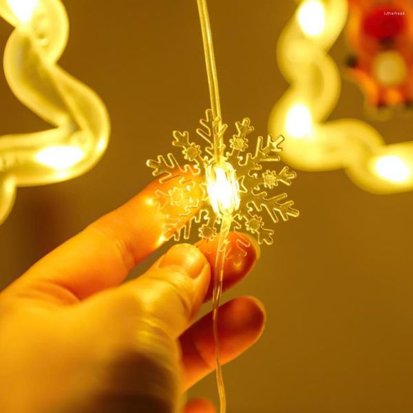 Cordas ano led luzes de natal cortina guirlanda feliz decorações para casa ornamentos controle remoto luz navidad noel