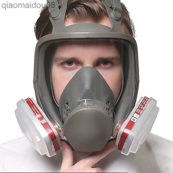 Vestuário de proteção 17in1 6800 máscara de gás pintura máscara de gás amplo campo máscara facial completa respirador tinta spray máscara de silicone 6800 HKD230826