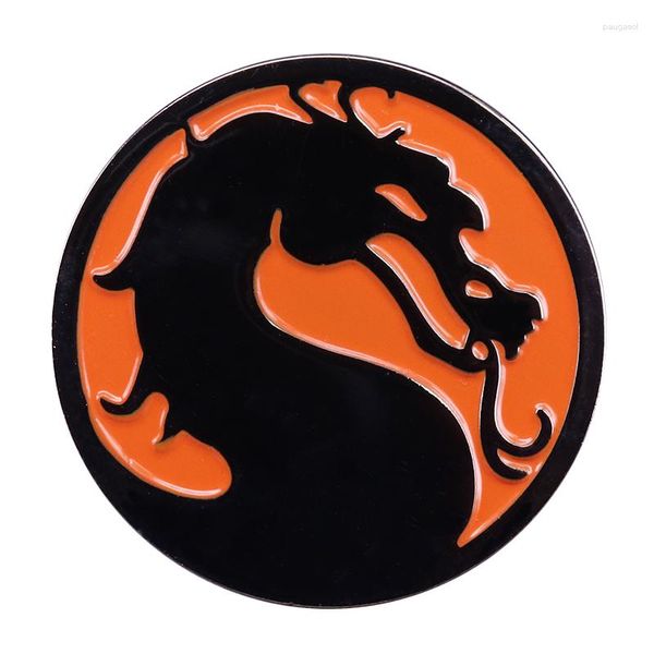 Spille Mortal Komba Distintivo con logo Spilla del drago Bottone rotondo Spilla smaltata Gioco Film Themd Gioielli Fan Accessorio