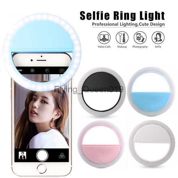 Selfie Ring Işık USB Şarj Edilebilir Taşınabilir Daire Klipsli LED Selfie Dolgu Işığı İPhone Android Akıllı Telefon Kız HKD230828