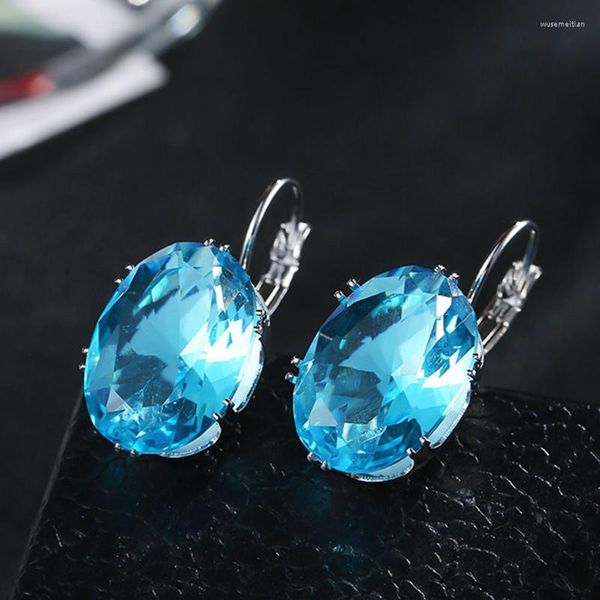 Ohrstecker Mode Farbe Quadratisch Weiß Blau Champagner Österreichischer Kristall Strass Ohrring Für Frauen Hochzeit Schmuck