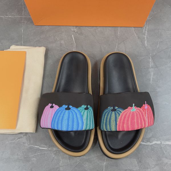 Designers Homens Mulheres Chinelos Piscina Travesseiro Sandálias Casais Chinelos Sunset Plana Conforto Mules Borracha Bottom Largura Slides Hook Loop Fastener Soft Beach Shoes 35-45