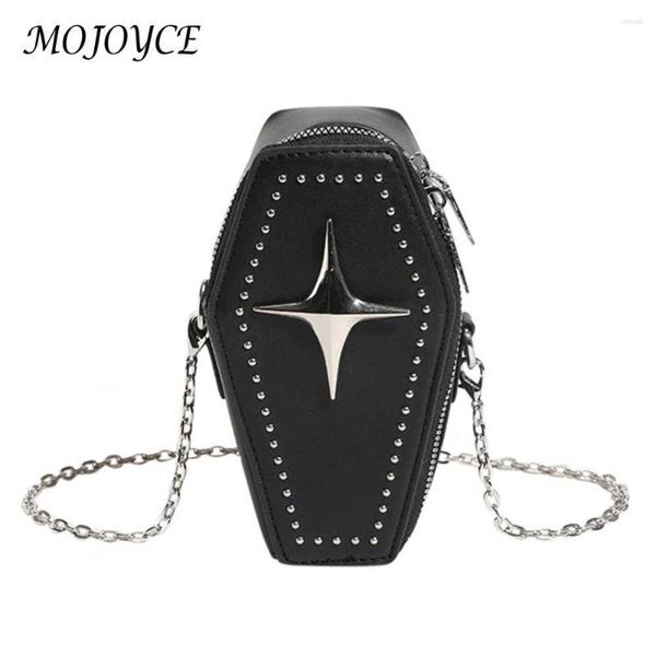 Umhängetaschen Frauen Mode Satchel Coole Stil Niet Punk Tasche Rock Mädchen Kette Vintage Damen Geldbörse Weibliche Kupplung Einkaufen Totes