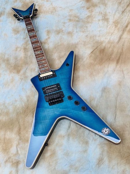 E-Gitarre Dimebag Flamed BL, hohe Qualität, Floyd Rose Tremolo