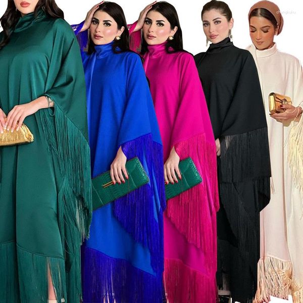Ethnische Kleidung Bescheidener muslimischer Quastenumhang Abaya Fledermausärmel Maxi-Kimono-Kleid Party-Cardigan-Roben Vestidos Eid Ramadan Islamic Djellaba