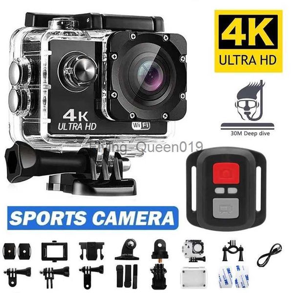 Câmera de ação Ultra HD 4K 30fps / 170D Capacete subaquático à prova d'água Tela 2.0 WiFi Controle remoto Esportes Go Video Mini Camera Pro HKD230828