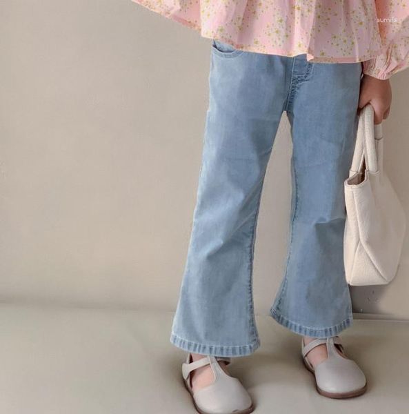 Calças 2023 estilo meninas meninos denim buracos calças de algodão primavera moda crianças 2-8t 392