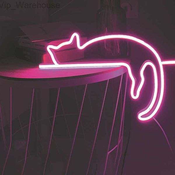 Cat Kitty Neon Sign Lights Decorazione della parete Usb Bar Ktv Snack Shop Illuminazione commerciale Led Neon Night Light Room Decor HKD230825