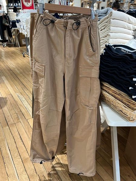 Pantaloni da donna Vintage Khaki con coulisse Cargo Chic Tasche Vita bassa Casual Pantaloni sportivi dritti Donna Harajuku Streetwear Pantaloni larghi