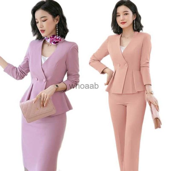 Abbigliamento da lavoro Donna Blazer e gonna Set Completo Autunno Nuovo Elegante giacca a maniche lunghe con volant Sottile Giacca rossa e gonna Costume femminile HKD230825