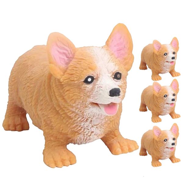 Dekompressionsspielzeug 4 Stück Spielzeug Hundeform Dekompressionsquetschen Kinder Corgi Cartoon Tier TPR Dehnbar Büro Anti 230826