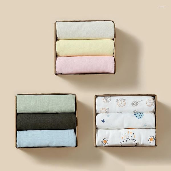 Cobertores 3 pçs / conjunto swaddle cobertor de bebê musselina quadrados presente de nascimento gaze fraldas de algodão para toalha de banho infantil folha de embrulho
