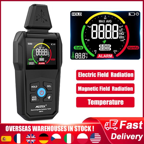 Strahlungstester Tragbarer elektromagnetischer Strahlungsdetektor Temperatur-/elektrisches Feld-/magnetisches Feld-Strahlungsdetektor Digitales EMF-Messgerät 230827