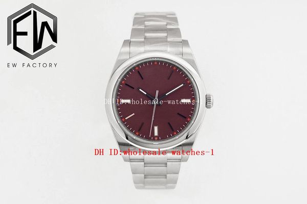 EW EWF Top Maker Watch 114300 Red grape Dial 39mm Sapphire ETA CAL.3132 3132 Automático Mecânico Super luminoso 904L Relógios de aço inoxidável Mens Relógios de pulso masculinos