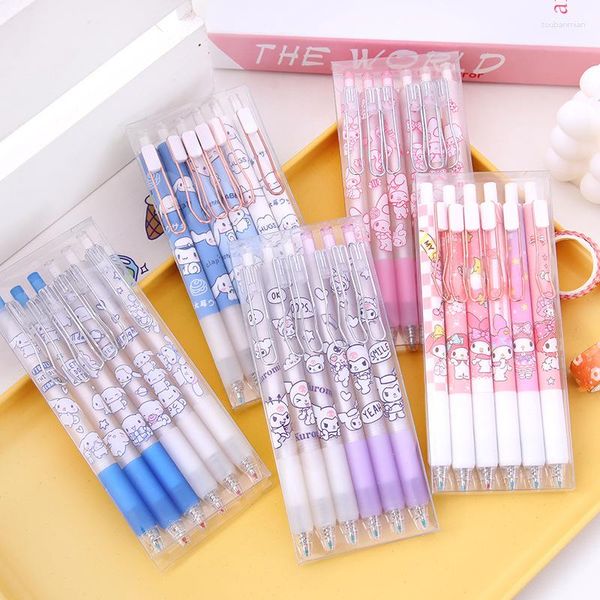 6 Stücke Kawaii Briefpapier Anime Tier Big Ear Hunde Student Büro Presse Schwarz Gel Stift Wasserspielzeug