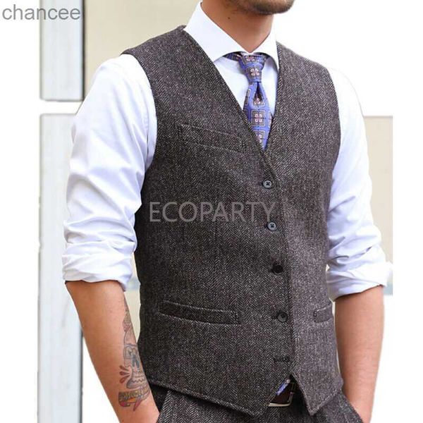 Abito vintage Gilet da uomo Gilet monopetto Gilet casual Homme Slim senza maniche con scollo a V S-3XL Abbigliamento formale da uomo d'affari HKD230828