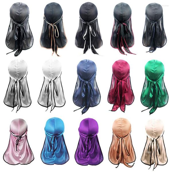 Boinas Festa Muçulmana Chapéu Pirata Unissex Respirável Bandana Chapéus Sedosos Durag Tail Headwrap ScarfHat