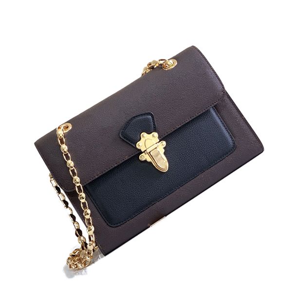 Espelho Qualidade Crossbody Crown Lock Victoire Gancho Fechamento Slide Chain Bolsa de Ombro Mala de Couro Lona Duas Costuras Messenger Flap Bolsa Vintage 26cm L118