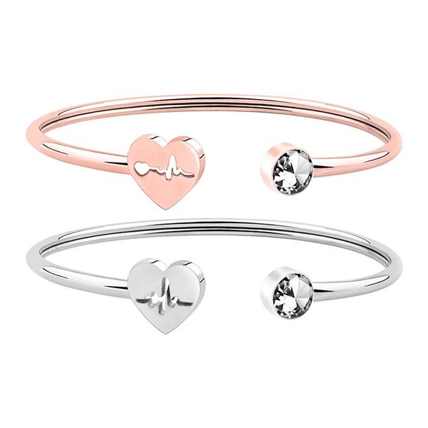 Bracciale da donna in oro rosa argento bracciale rigido con corpo femminile a forma di cuore cavo designer creativo gioielli ragazza moda regalo più bello