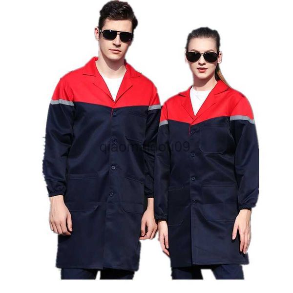 Indumenti protettivi Abbigliamento da lavoro Uomo Donna A prova di polvere Magazziniere Lungo trench Cappotto da laboratorio Durevole Uniforme Sicurezza Officina Portiere Meccanico Complessivo HKD230825