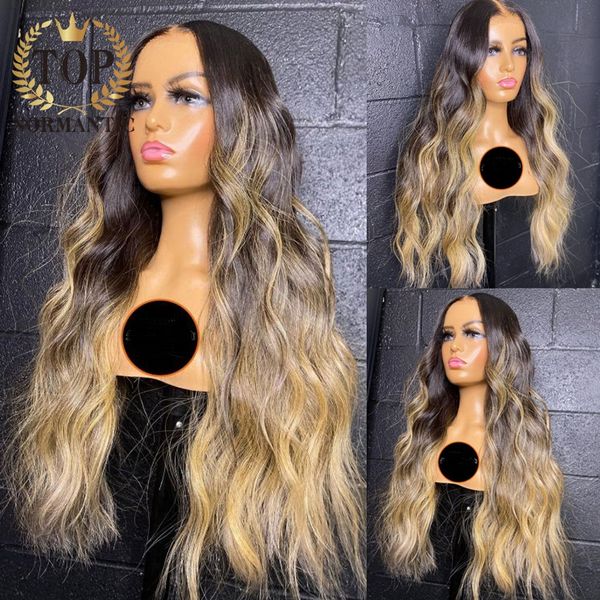 Colore ombre 13x6 parrucche anteriori in pizzo per donne remia brasiliana Human Hair Wave Wig Wig Airline
