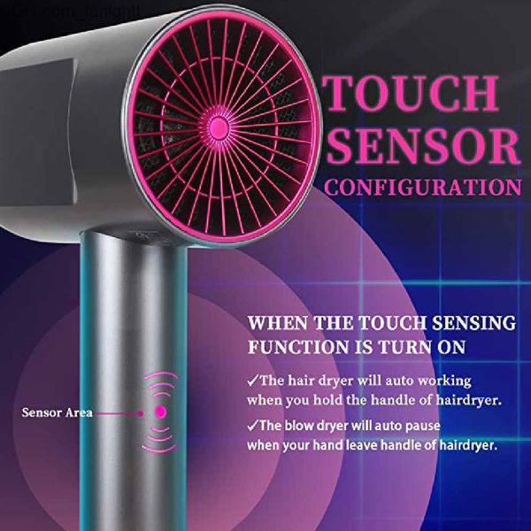 Touch Sensor Hair Slow Buft Smart Ionic Screen Digital Screen Mini Secador de cabelo poderoso secagem rápida Blowdryer q230828