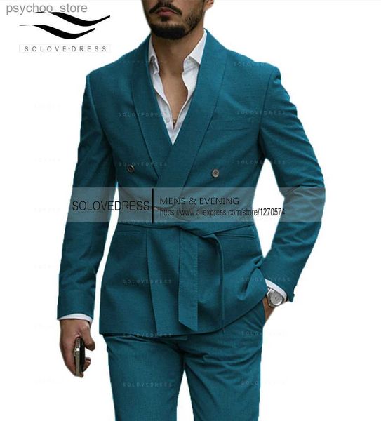 2023 Novo Mens Blazer Luxery Designerstyle Western Tailored Terno Lapela Cinto Smoking Cavalheiro Textura Cor Sólida Design Exclusivo Q230828