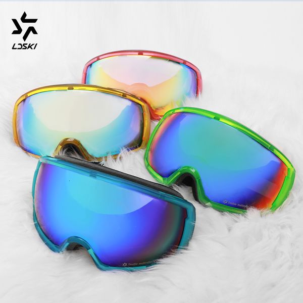 Skibrille LDSKI Kinder Mehrfarbige sphärische Antibeschlag-PC-Linse Revo-Beschichtung Kinderbrille Snowboardbrille für Mädchen Jungen 230828