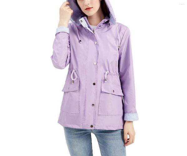 Jaquetas femininas moda jaqueta impermeável primavera outono destacável capuz trench coat solto feminino windbreak outwear