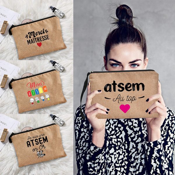 Сумки для талии супер Atsem Printed Cosmetic Bachelorette Party Makeup Bag Bag Sage Organizer Organizer Compes School Gifts 230826