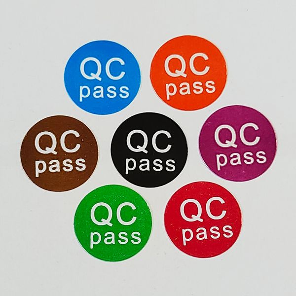 3000 peças 1cm etiqueta de papel qc pass controle de qualidade adesivo de fábrica marca de verificação de produto fabricação etiqueta de inspeção de processamento