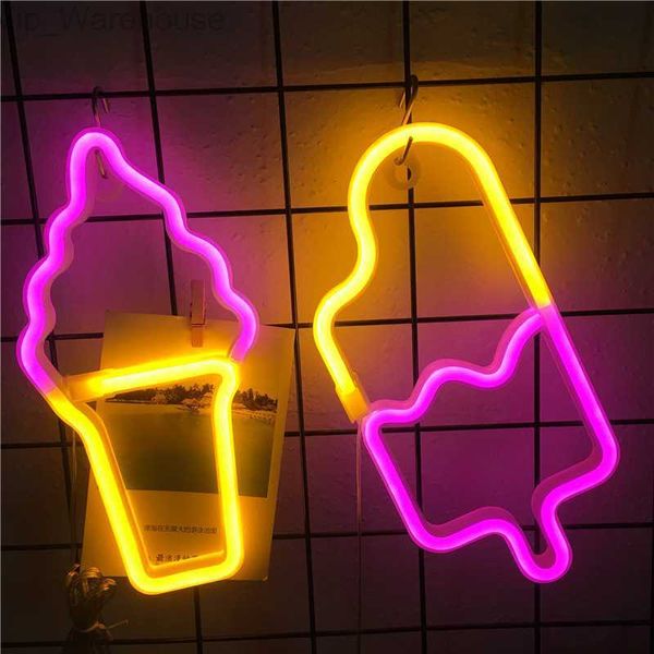 LED Néon Enseigne Au Néon Lampe Popsicle pour Magasin De Crème Glacée Pâtisserie Affichage Restaurant Bar Décor De Vacances Signe De Noël Veilleuse HKD230825