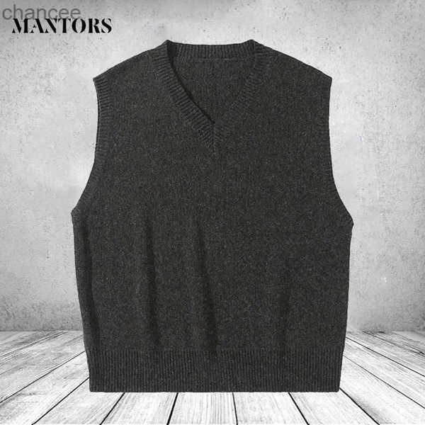 Maglione Gilet Uomo Semplice All-Match Gilet senza maniche Uomo Scollo a V Solid Pullover Top Uomo Casual Maglioni lavorati a maglia Stile coreano HKD230828