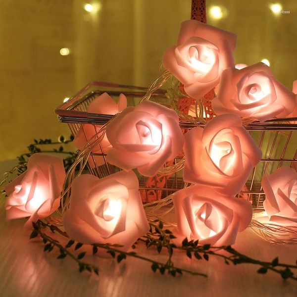 Decorazione per feste LED Rose String Lights Simulazione Bouquet di fiori 1,5 m Ghirlanda Batteria San Valentino Decorazioni per matrimoni Puntelli