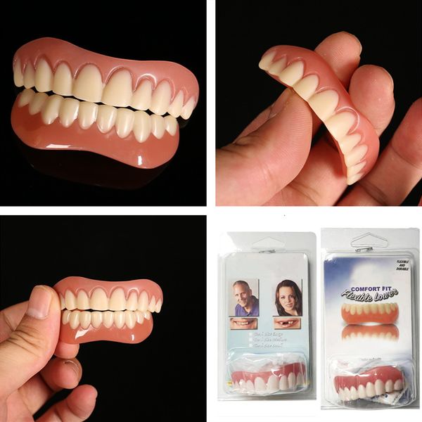 Altro Igiene orale Denti finti Impiallacciature superiori inferiori in silicone Impiallacciature per risate perfette Dentiere Incolla Denti finti Bretelle Denti temporanei ecologici 230826