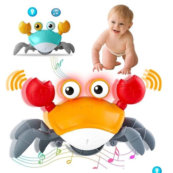 Animais elétricos/rc iluminam o brinquedo de caranguejo de escape elétrico aprender subir andando recarregável pet adere brinquedos musicais educativos presentes do miúdo dhtzw