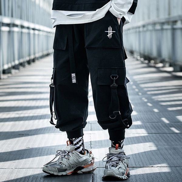 Herrenhosen AOGZ Hip Hop Techwear Cargohose Männer Streetwear Harajuku Taktische Hosen Hosen Jogginghose Lose Lässige Jogginghose Schwarz 230828