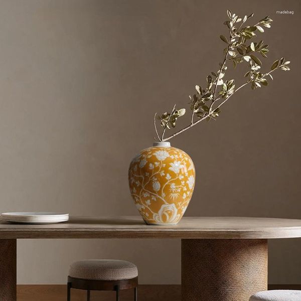 Vasos estilo chinês azul e branco porcelana varanda decoração sala de estar vaso de flor cerâmica francesa