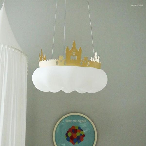 Lampade a sospensione Nordic Cloud Castle Luci per bambini Modern Cartoon Ragazzi Ragazze Camera da letto Decorazioni per la casa Soggiorno Sala da pranzo Studio