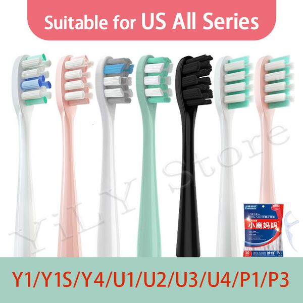Зубные щетки для головки U1 U2 U3 U3S U4 P1 P3 Y1S Y4 Электрическая зубная щетка замените Smart Clean Dupont Bristles Brush Vacuum Heads с крышками 230828