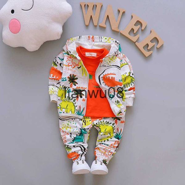 Conjuntos de roupas Inverno Outono 3 PCS Bebê Meninos Roupas Set Lounge Manga Longa Dinossauro Outfits 1 2 3 4 Anos Casaco Com Capuz Camiseta Hoodies Calças Criança X0828