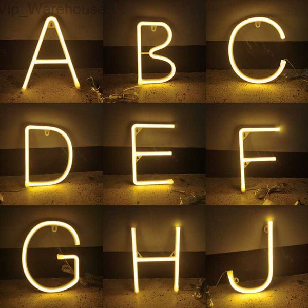 Romantisches Buchstabenlicht, LED, dekoratives Neonschild für Werbung, Party, Hochzeit, Schlafzimmer, Heimdekoration, A-Z, 1–9, Nachtlichter HKD230825