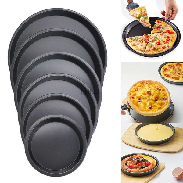 5/6/8/9/10 Zoll Runde Pizza Platte Pizza Pan Deep Dish Tray Carbon Stahl Antihaft form Backofen Werkzeug Backform Tablett HKD230828
