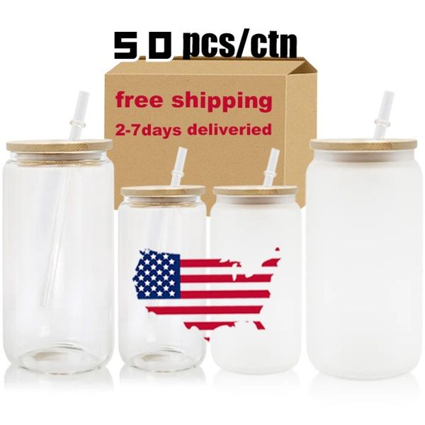 Magazzino CA / USA 16 once 500 ml Acqua Caffè Bere Doppia parete Bpa Free Bicchieri di plastica acrilici Bicchiere di plastica opaca con coperchio e cannuccia