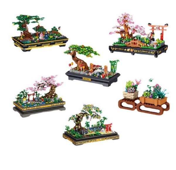 Figuras de bloques de ramo de juguetes de ladrillo, minibloques decorativos de Fiori Secchi, montaje de Anime, regalo de Navidad y vacaciones