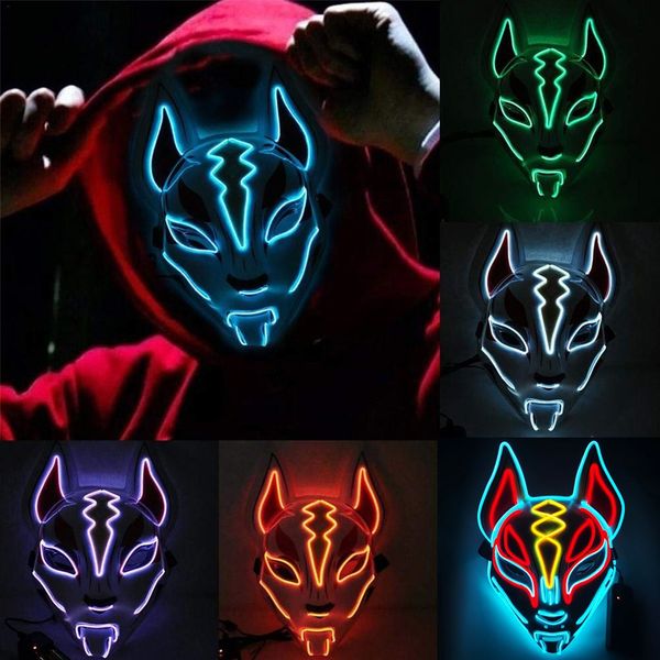 Maschera di Halloween LED Fox Drift Maschera di luce fredda Maschera di bagliore Gioco di ruolo Oggetti di scena Costume in maschera Carnevale set completo 828