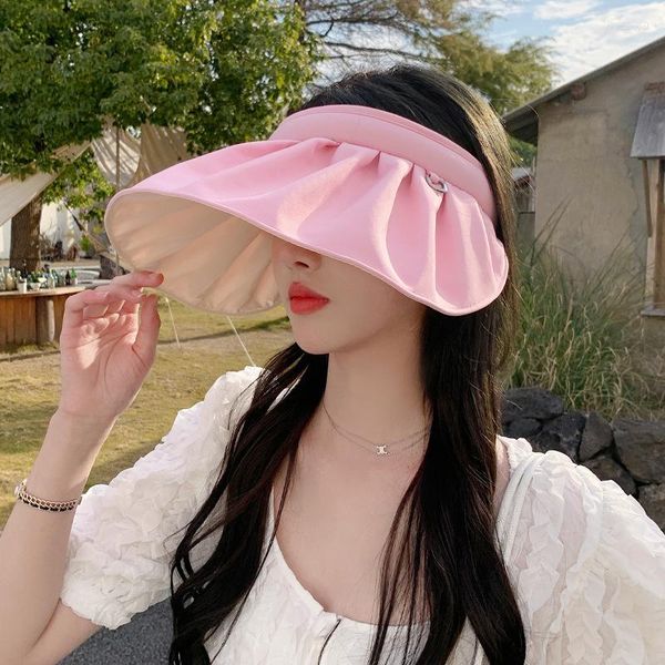 Berets 2023 chapéu coreano feminino cor pura all-matching plástico proteção solar viseira ao ar livre verão shell-como Bonn