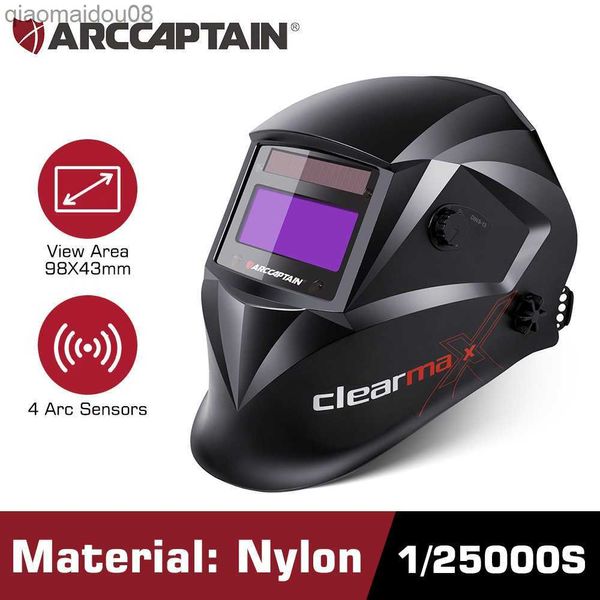 Schutzkleidung ARCCAPTAIN Schweißhelm Schweißermaske Chameleon Großansicht True Color Solar Power Automatische Verdunkelung Schweißen für Lichtbogenschweißen Schleifen Schnitt HKD230826