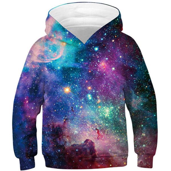 Hoodies Sweatshirts Çocuklar yıldız uzay Galaxy Hoodies kapüşonlu erkek kız şapka 3d sweatshirts baskı renkli bulutsu çocuk moda kazak giysileri üstleri hkd230825